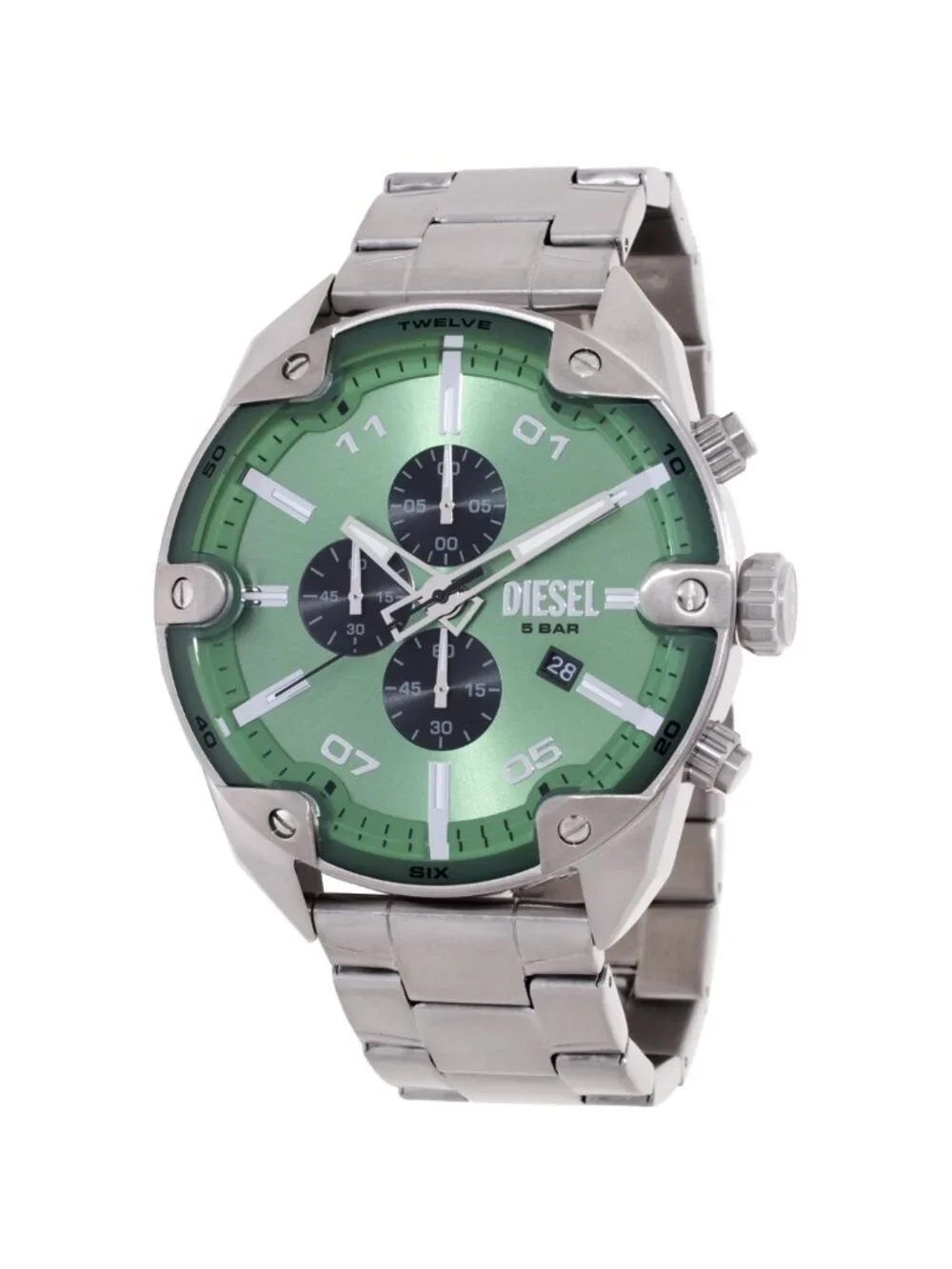 NWT Diesel Spiked Chronograph Quartz Green Dial Men's Watch